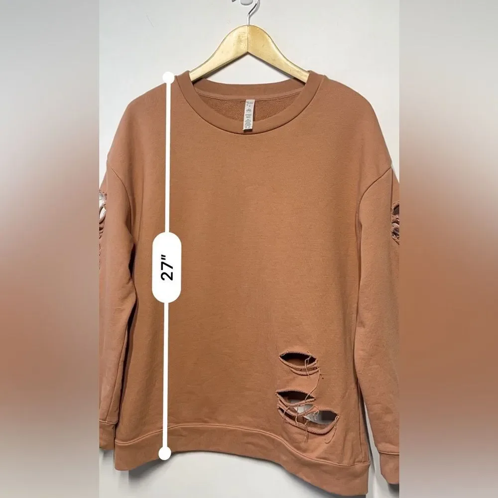 Alo Yoga Fade Long Sleeve Slash Out Pullover in Henna S